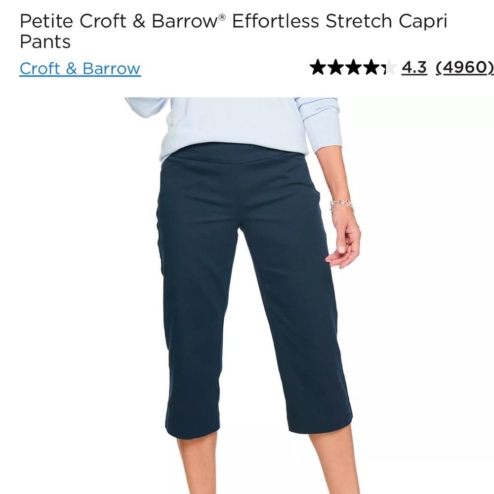 NWT, Croft & Barrow, The Effortless Stretch Capri, Comfort Band,Elastic, Size 24
